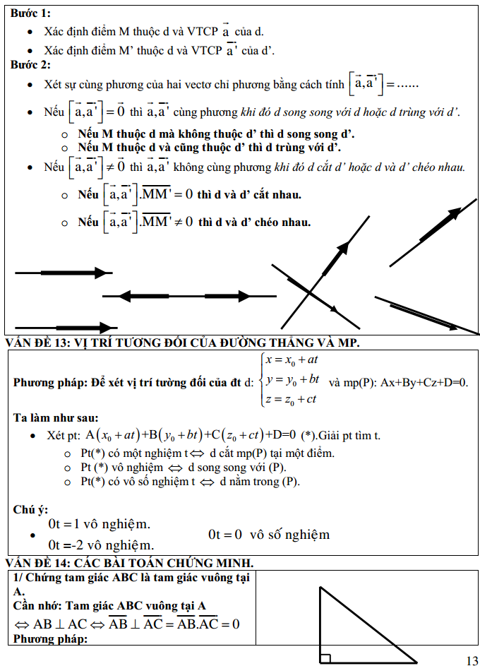 Phương trình tọa độ trong không gian - Lý thuyết và các dạng bài tập